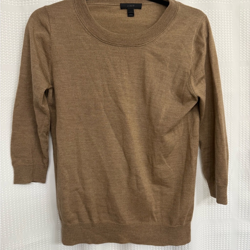 J. Crew Scoop Neck Lightweight Sweater in Camel